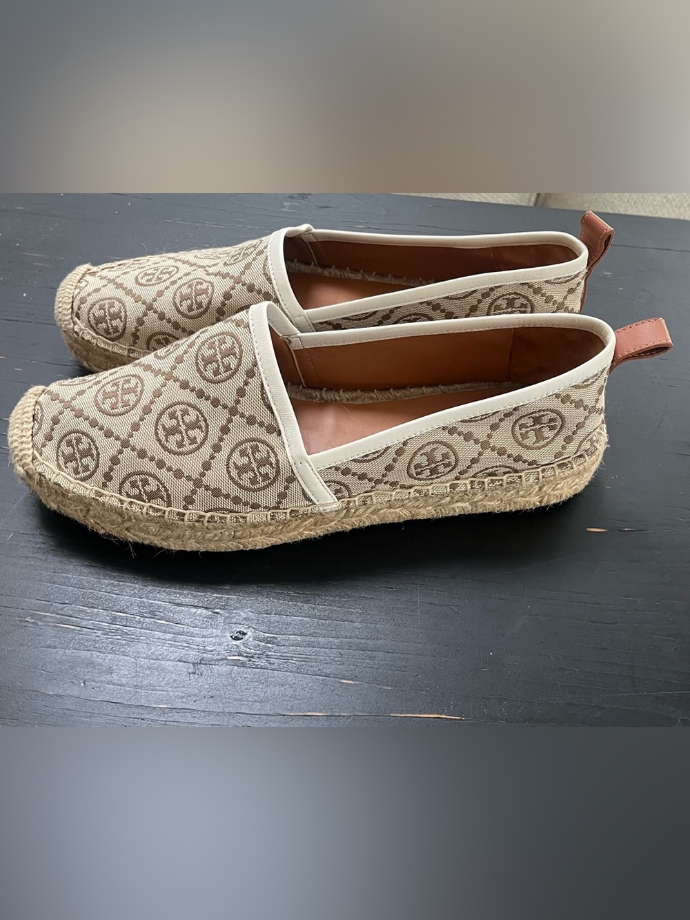 Tory Burch T Monogram Espadrille Flats, Size 8.5